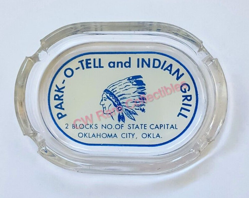 Rare 1940's-50 RT Route 66 Park O Tell & Indian Grill Ashtray Oklahoma City OK