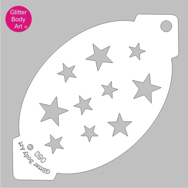 GLITTER BODY ART LTD Stars Stencil Template 060 - Kids Face Paint Party, Reusable Face Paint Stencil