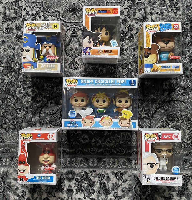 Funko Pop Snap Crackle Pop Colonel Sanders Sugar Bear Goku Crunch Bundle Set | eBay