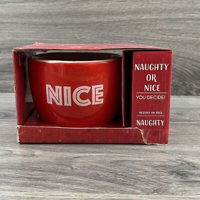 Naughty Or Nice Red 24oz Coffee Tea Cup Mug Christmas Holiday Ceramic