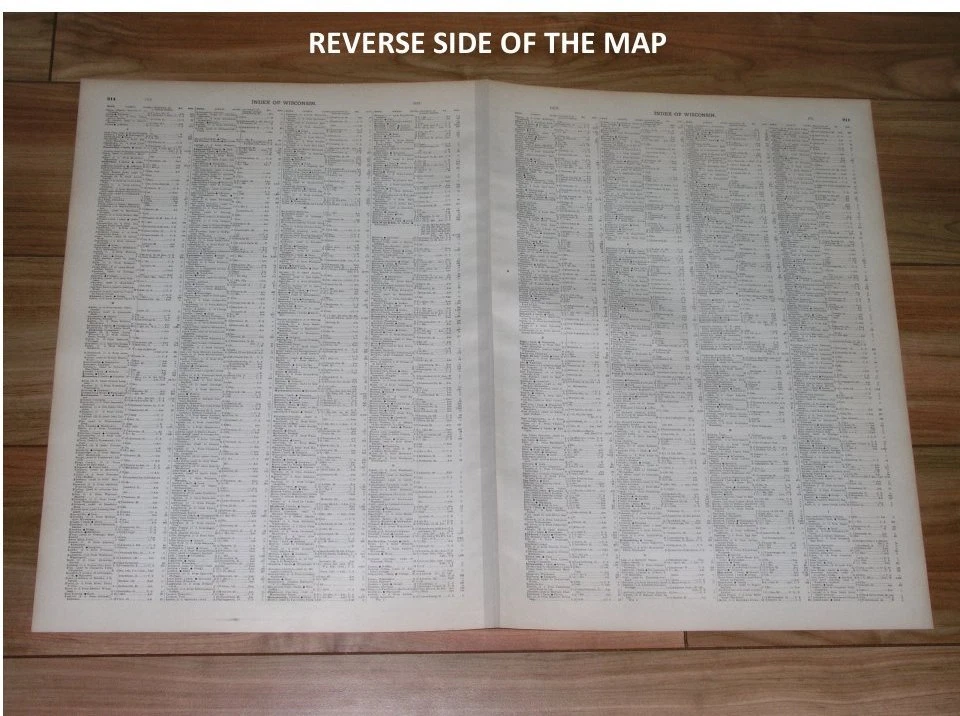 1908 ORIGINAL ANTIQUE LARGE 26 X 18 MAP OF WISCONSIN / MADISON MILWAUKEE CHICAGO - Image 4 of 4