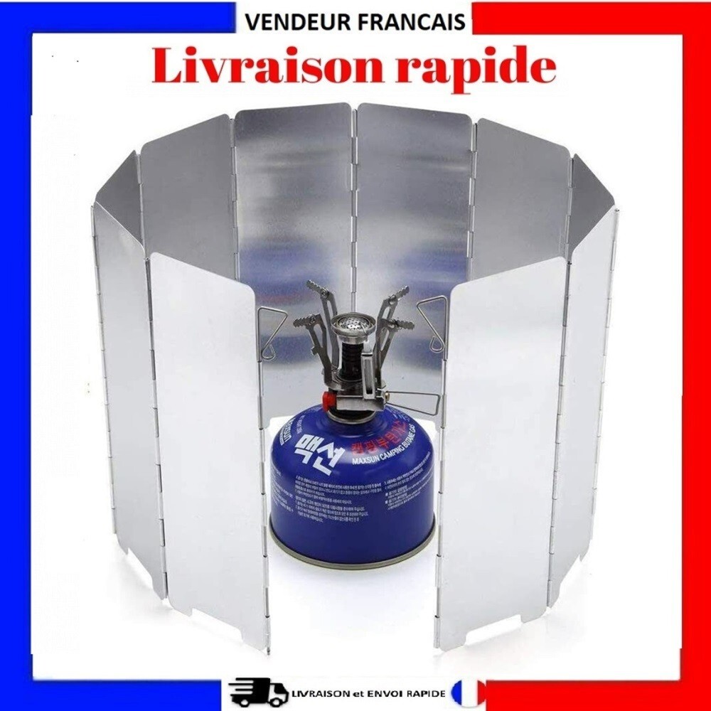 Réchaud de camping pare-vent en aluminium pliable 10 plaques accessoire randonnée léger