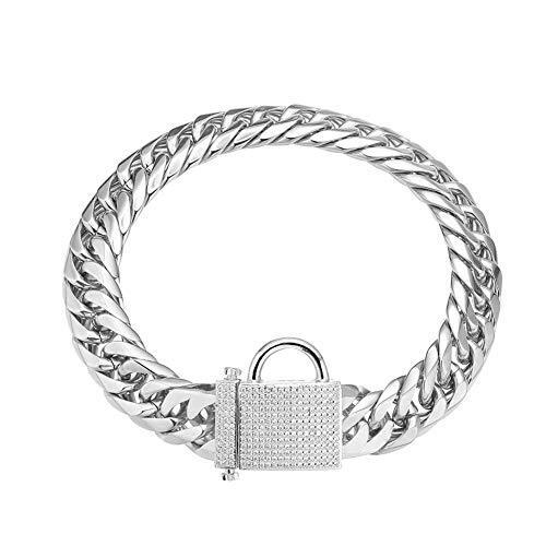 Heavy Double Cuban Link Chain Dog Collar 14 inches (for 10.1''~12'' dog's neck) - Picture 4 of 7
