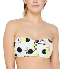 Hula Honey ESF10009 Juniors' Citrus Geo-Printed Button Bandeau Bikini Top, S