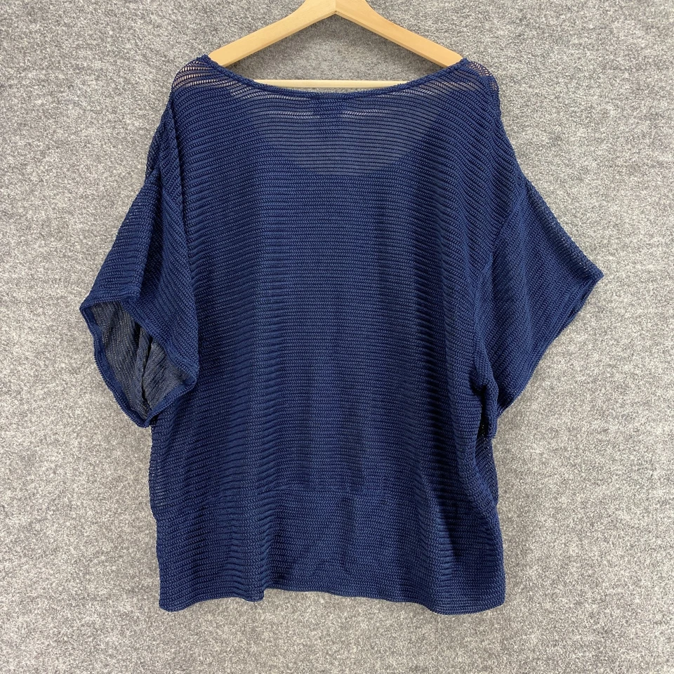 Top Torrid Mujer 2 Azul Crochet Cuello Redondo Manga 3/4 Pullover Nylon Informal Foto 2 de 4