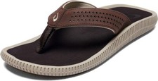 OluKai Men's Ulele 10435-6363 Dk Wood/Dk Wood Beach Sandals Brand New