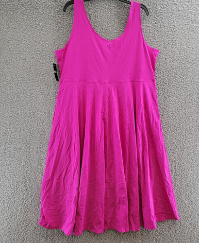 MSK Plus Size Pullover Dress Women's 2X Fuchsia Double Scoop Neck Sleeveless - Picture 9 of 14