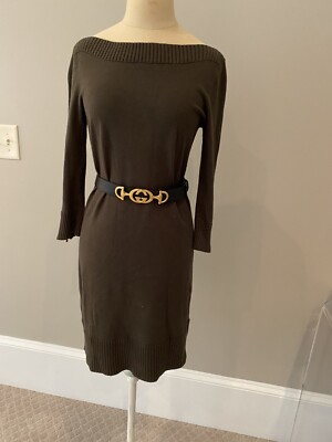michael kors olive green dress Michael Kors Olive Green Sweater Dress Sz. Small