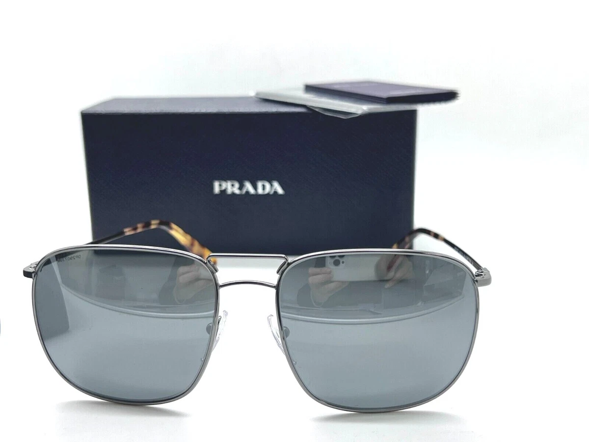 NEW PRADA SPR 52T 5AV-7W1 GUNMETAL SUNGLASSES 60-18-140MM ITALY NIB