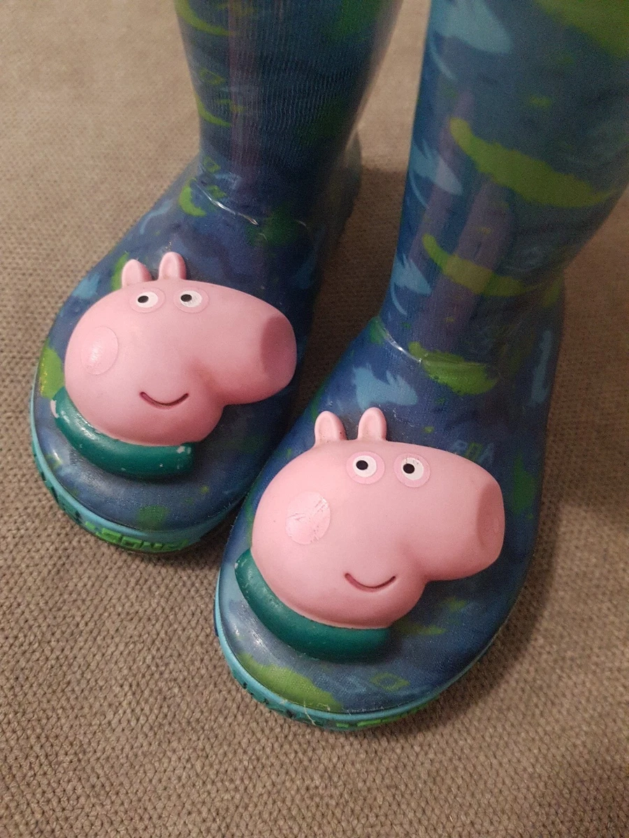 Unisex Peppa Pig George Wellies Boots Infant Light Up Face Shoes Blue UK 4
