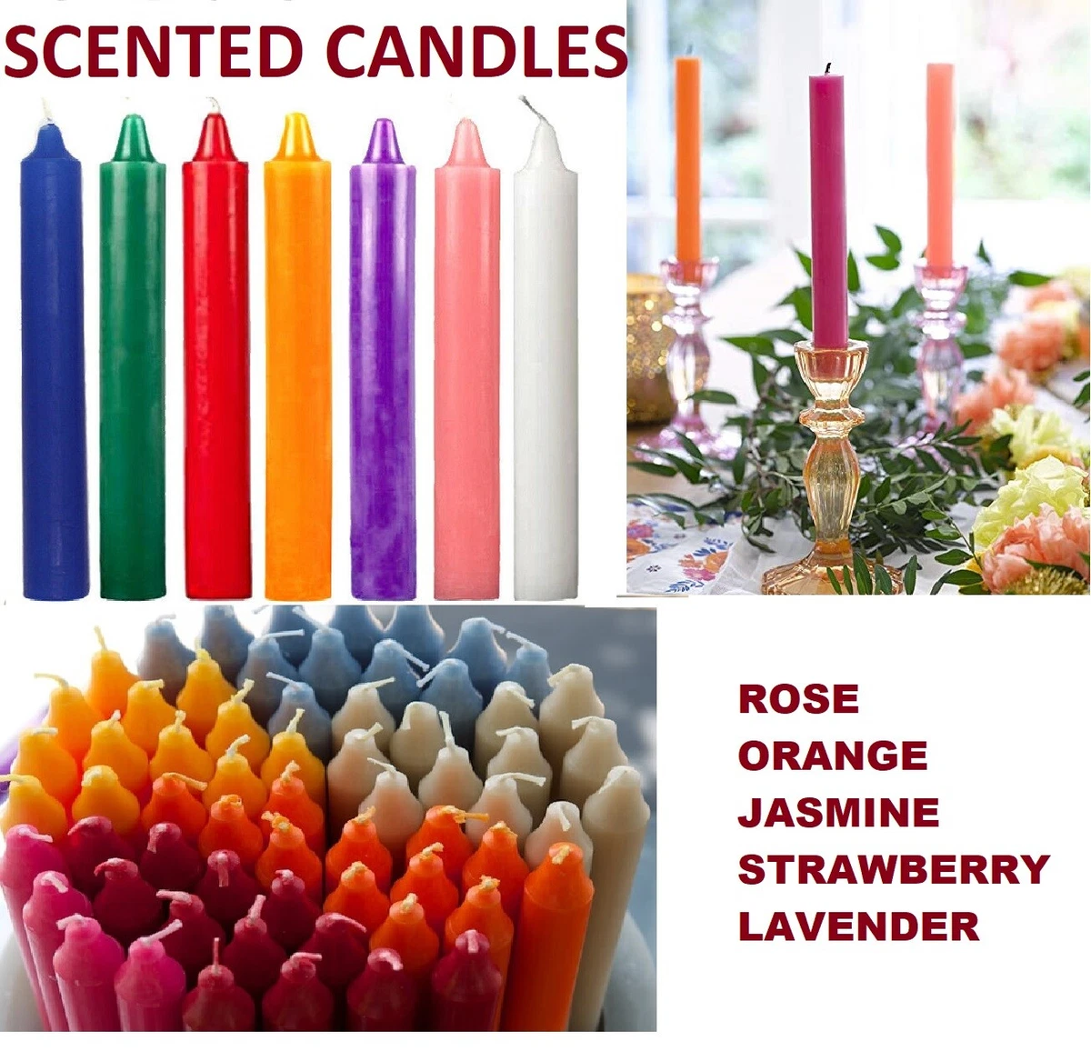 SCENTED DINNER CANDLES LONG RUN LINE FOR CHEAP PRICE PACK OF 4 MANY COLOURS UK