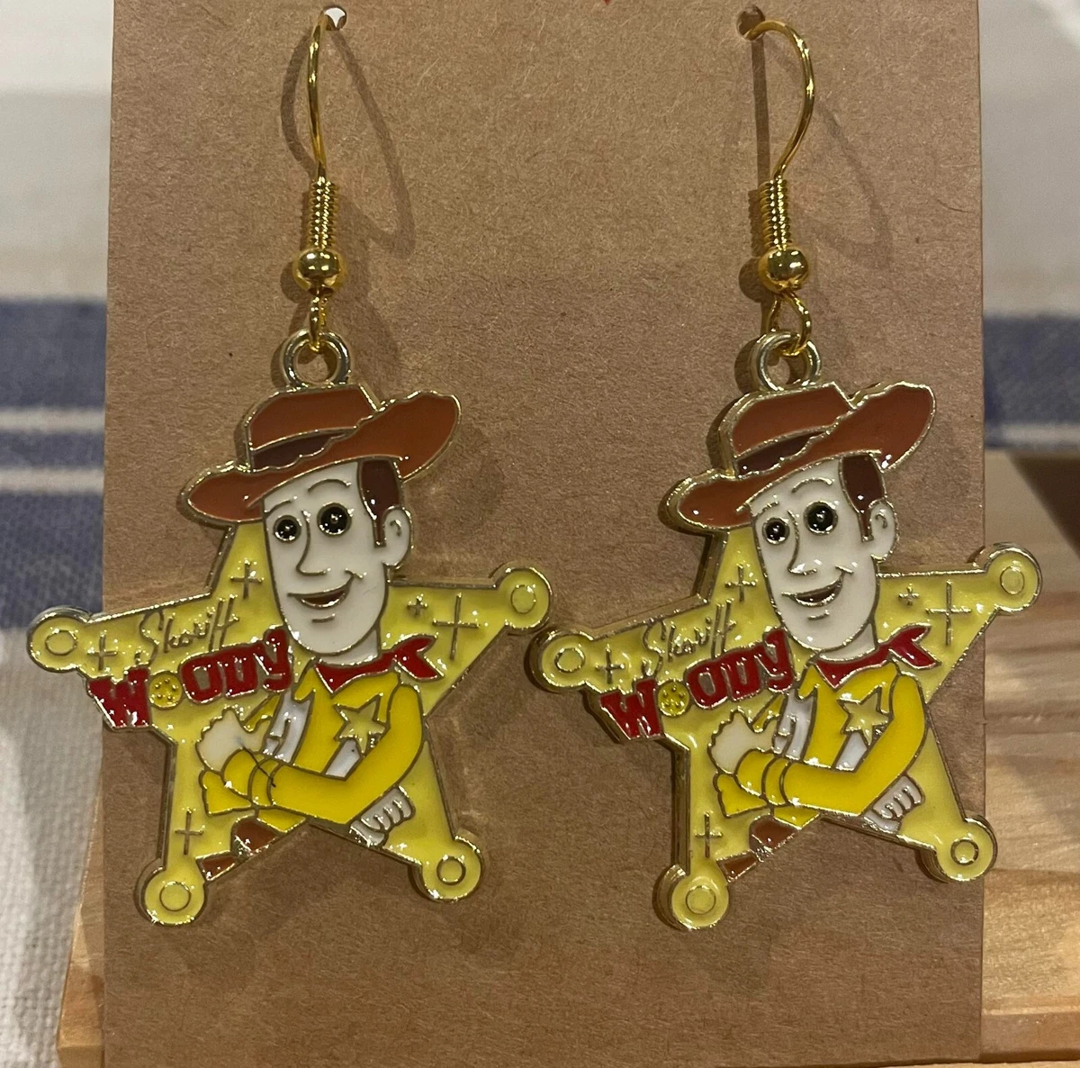 HANDMADE Toy Story Woody Yellow Star Drop Hook Earrings eBay