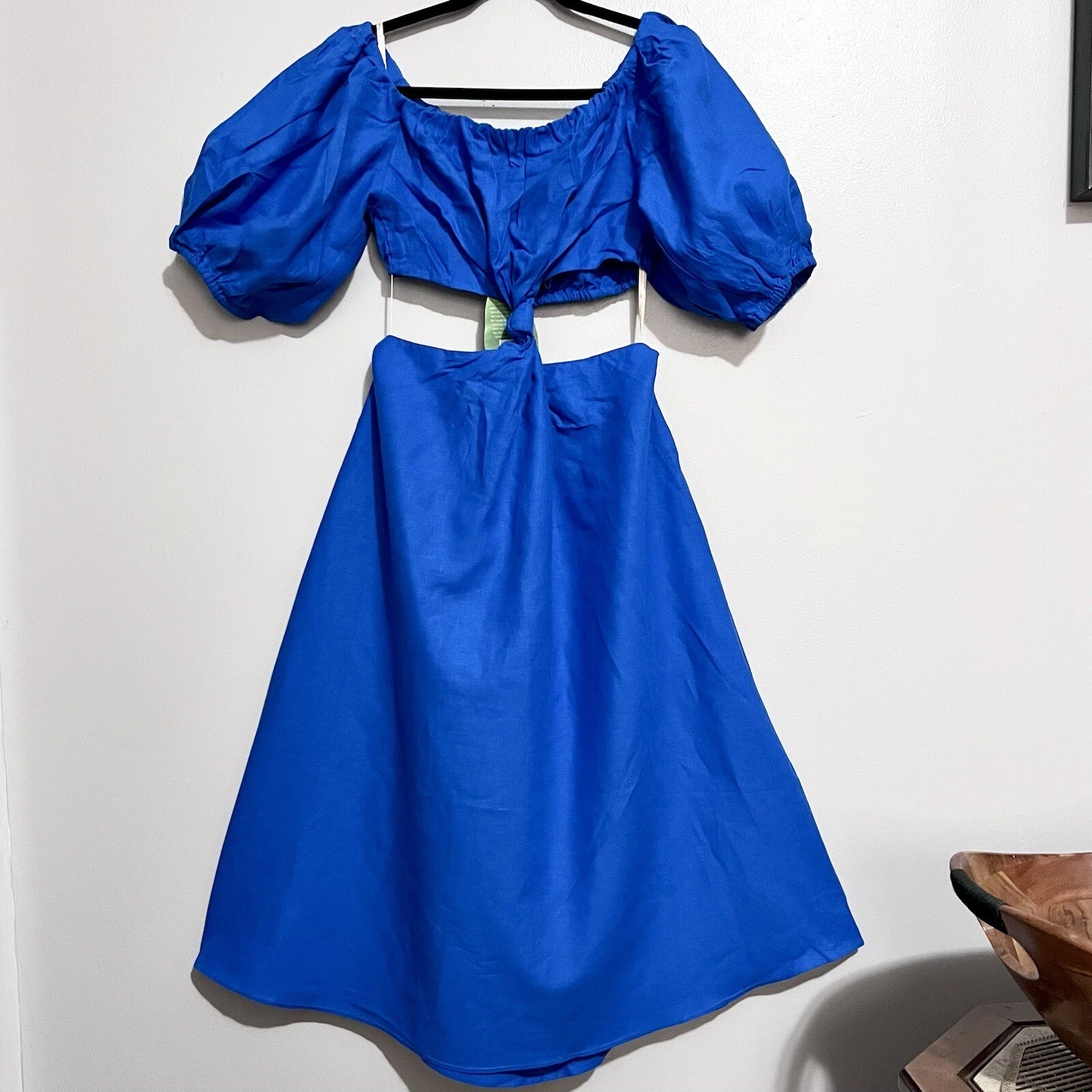 PALM ANGELS Abito nuovo con etichette Farm Rio blu midi nodo senza spalline S OUT ONLINE AL DETTAGLIO $200