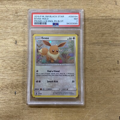 PSA 7 2019 P.M. SM Black Star Eevee-Holo Promo-U.B.SNGL.PK.BLST