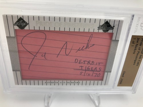 JOE NIEKRO AUTO 2011 Leaf INK CUTS 1 of 1 Pride Pinstripes Card BECKETT RARE 1/1 - Picture 6 of 9