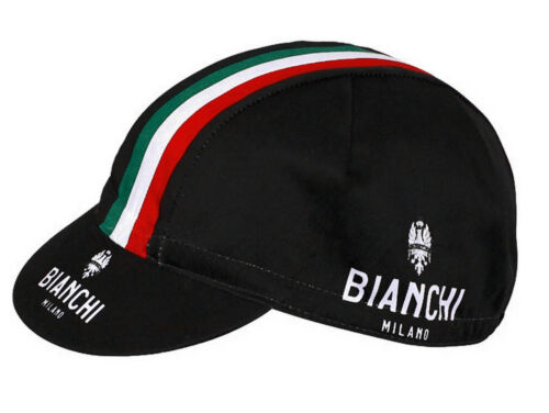 Nalini Bianchi Milano Neon Black Cotton Cycling Cap Retro fixie Made In Italy - Bild 1 von 1