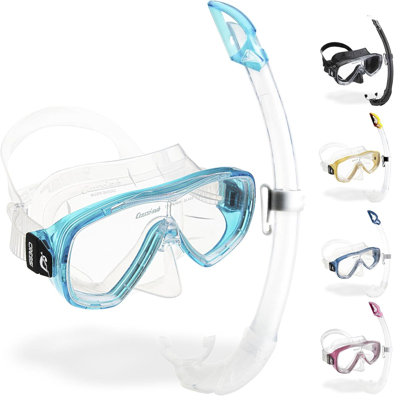 Cressi Onda Mare Combo Set Maschera Sub Onda e Snorkel Mexico Trasparente/Acquam