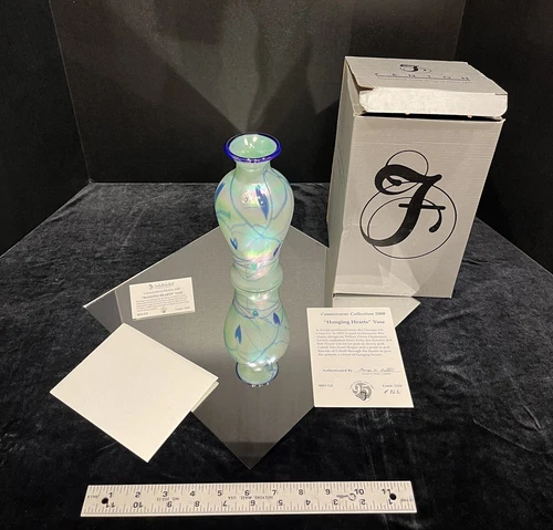VTG Fenton Hanging Hearts Vase; Dave Fetty Design; Ltd Production; Original Box
