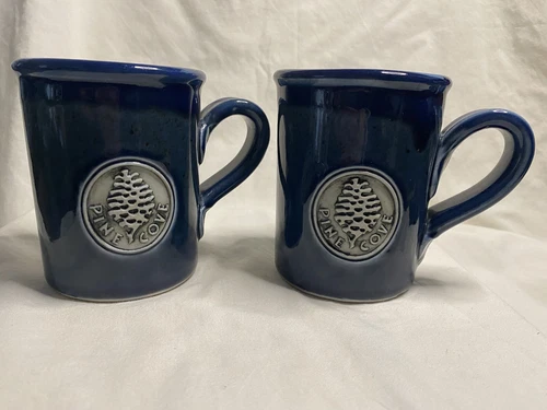 Cold Mountain Pottery Coffee Mug Cup Set Embossed Pine Grove 2007 Montana