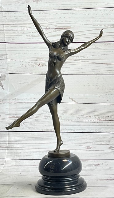 Handcrafted Detailed Signed Chiparus Folly Dancer Bronze Sculpture Marble Statue Handcrafted Detailed Signed Chiparus Folly Dancer Bronze Sculpture Marble Statue