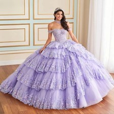 Sparkly Red Quinceanera Dress Ball Gown Tiered Sequins Applique Corset Sweet 16