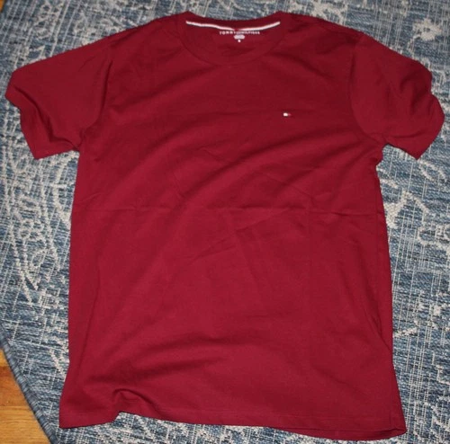 Tommy Hilfiger T Shirt Men Burgundy Size Large