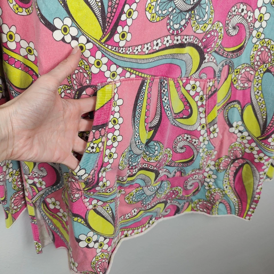 Vintage Y2K Lucky Brand Hoodie Dress Womens Large  Pink Paisley Print Cover Up - Image 4 of 4