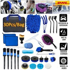 30tlg.Auto Reinigung Pinsel Set KFZ Detail Reinigungsbürsten Putztuch Schwamm
