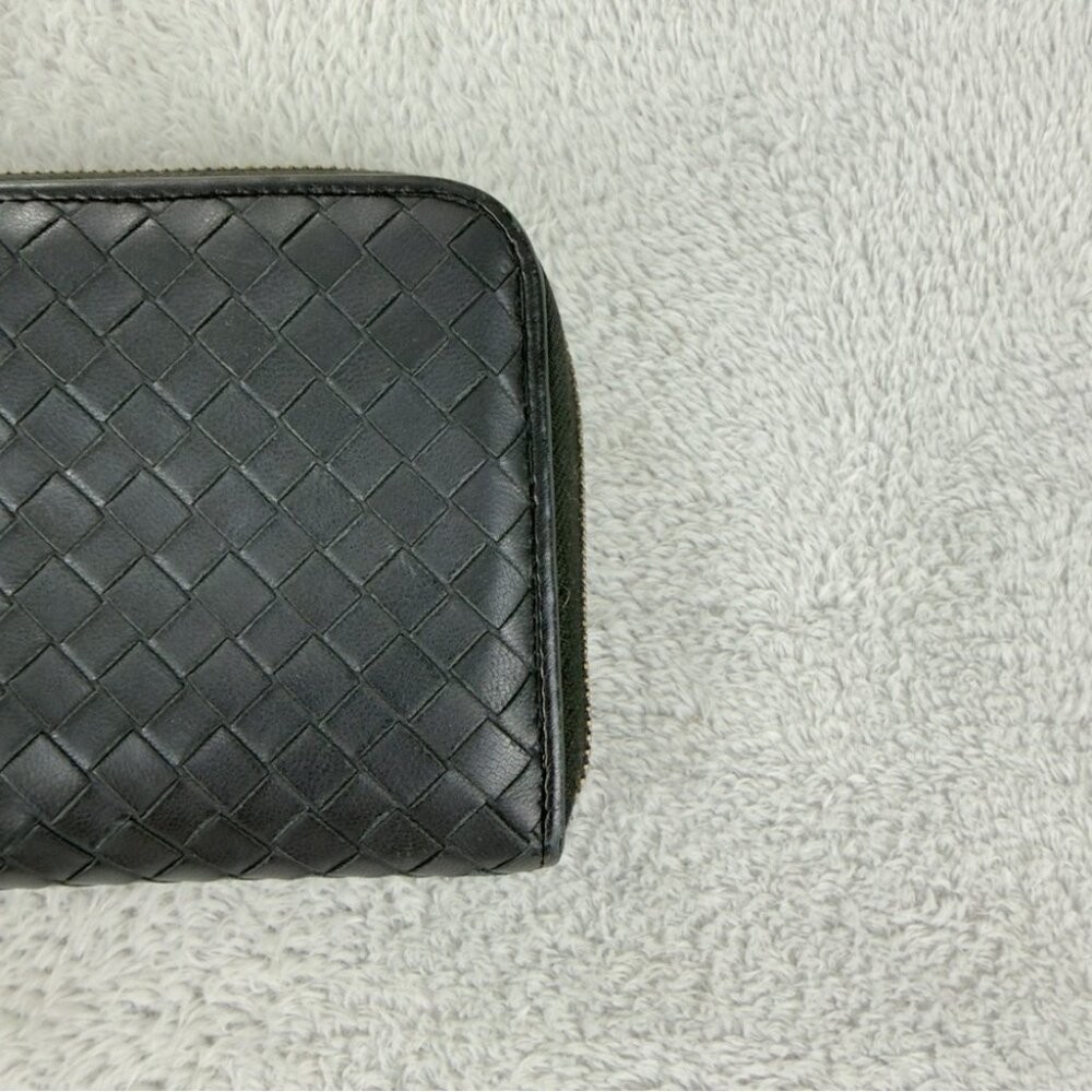 Bottega Veneta Intrecciato Lambskin Zip Around Long Black Wallet Made in Italy thumbnail 15