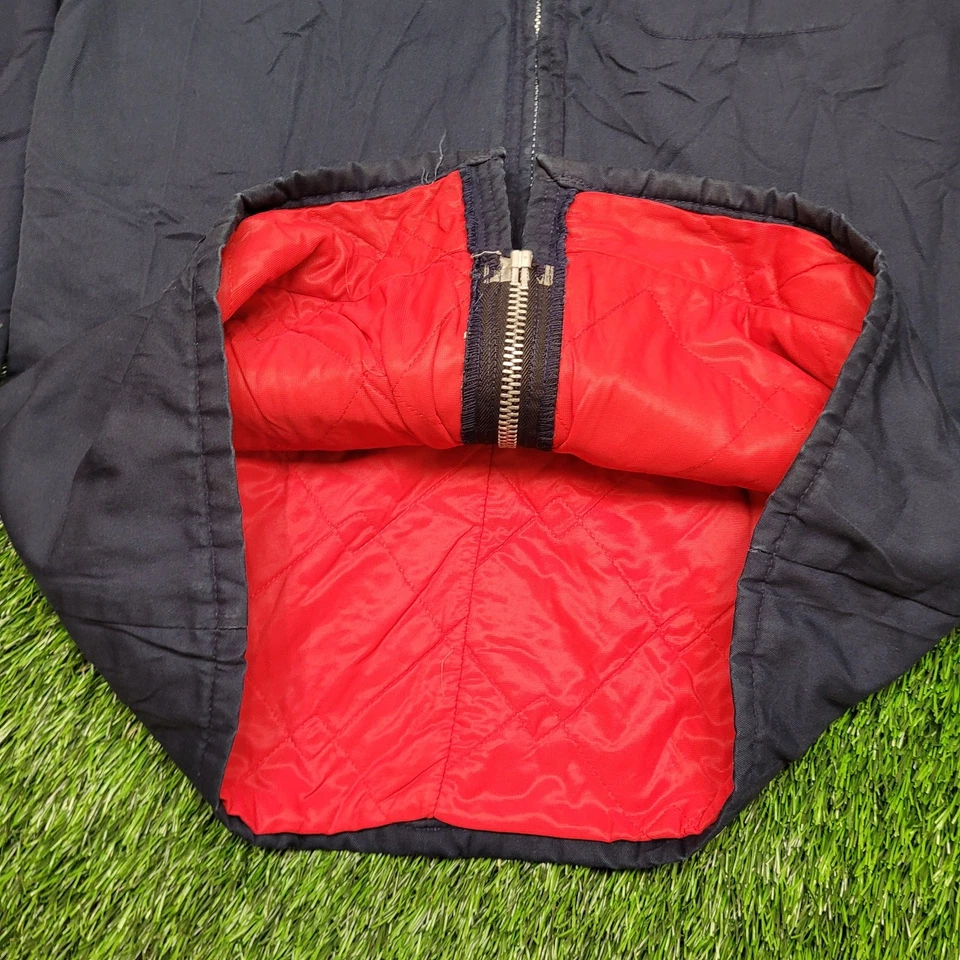 Винтажный 80-х годов Workwear куртка мужская M сделано в США Chore пальто темно-синий вельветовый воротник - Изображение 4 из 4