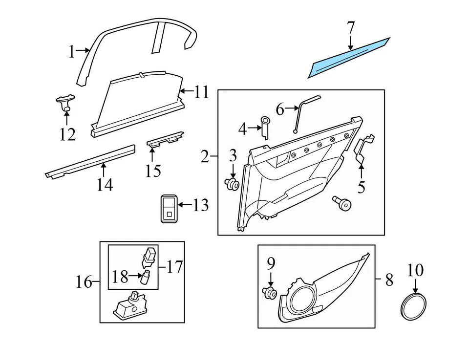 Mercedes-Benz C280 2008-2009 - moldura de panel de puerta trasera izquierda 2047302922 Foto 4 de 4