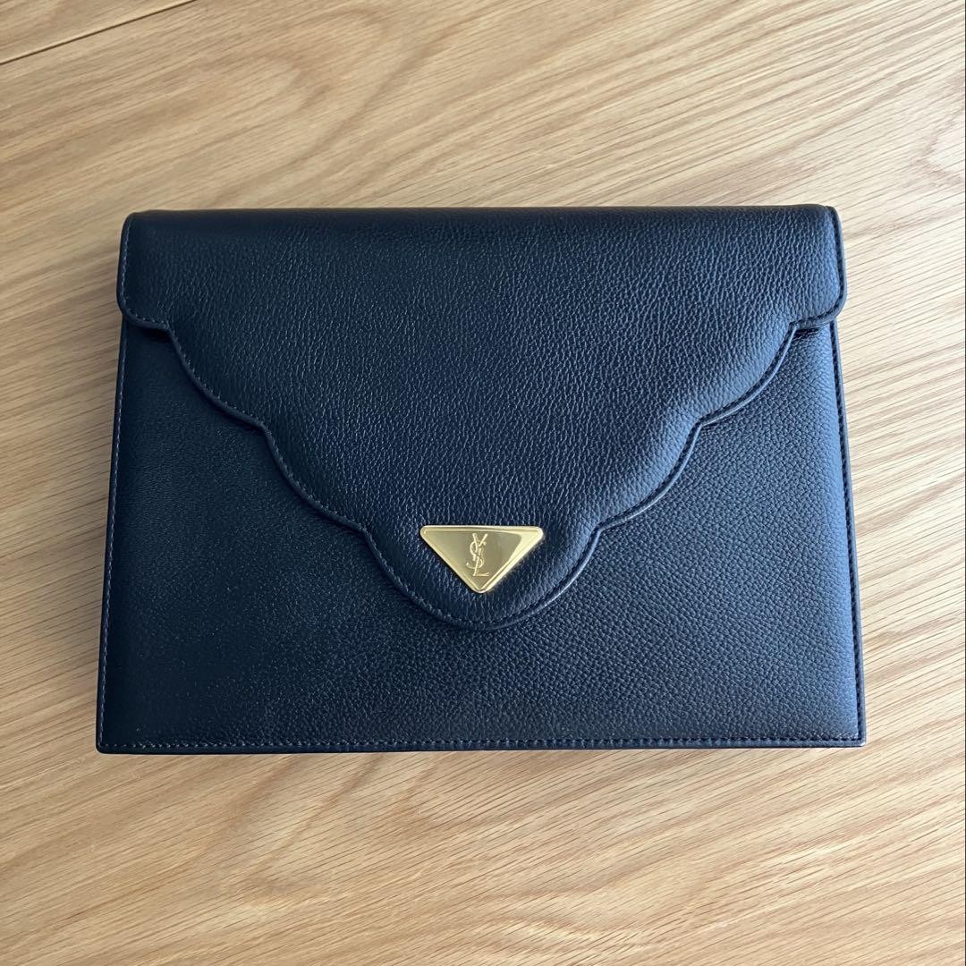 Borsa pochette Yves Saint Laurent YSL pelle nero oro autentica quasi mai usata