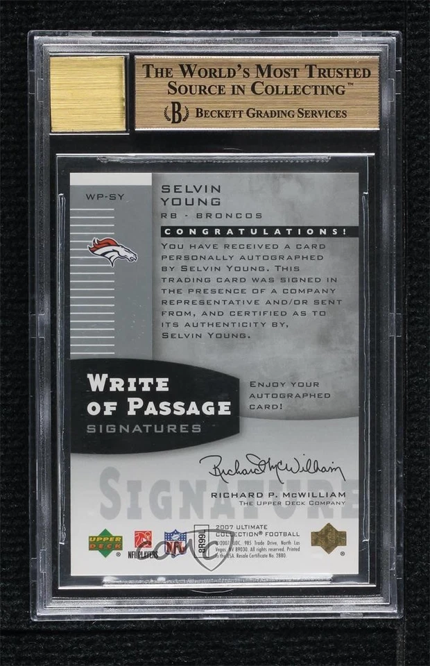 2007 Ultimate Collection Write of Passage Selvin Young BGS 9.5 Rookie Auto RC - Image 2 of 2