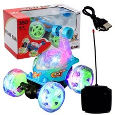 360 Stunt Car with LED Lights, Remote Control, Music - Tumbling Toy for Kids
