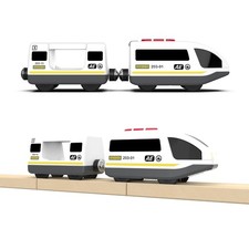 Electric Wooden Train Set with Magnetic Connectors Battery Powered Motorized