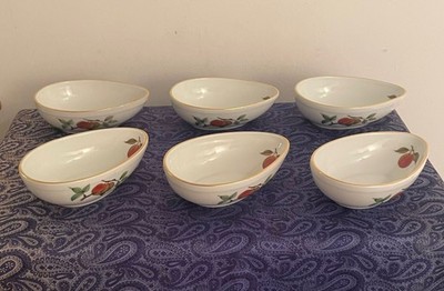 Ein seltenes Set von sechs Vintage EVESHAM ROYAL WORCESTER AVACADO Schalen