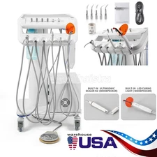 Dental Delivery Unit Cart with Air Compressor +Scaler +LED Curing Light 110V
