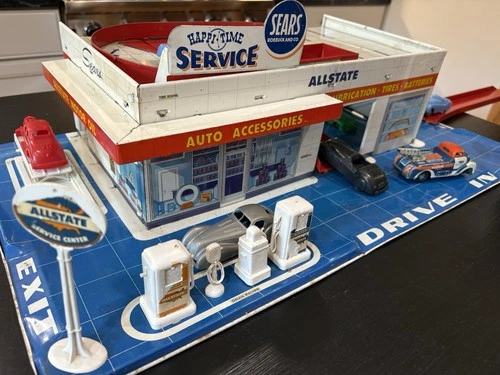 Vintage Near Complete Marx Sears Allstate Service Station Tin  50's-60's Era