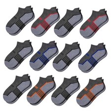 12 Pairs Boys Socks - Ankle Low Cut Athletic Half 7-10 Years Grey 12 Pairs