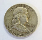 1959 D Franklin Half Dollar  / Silver / FedEx Free Shipping / jh240865