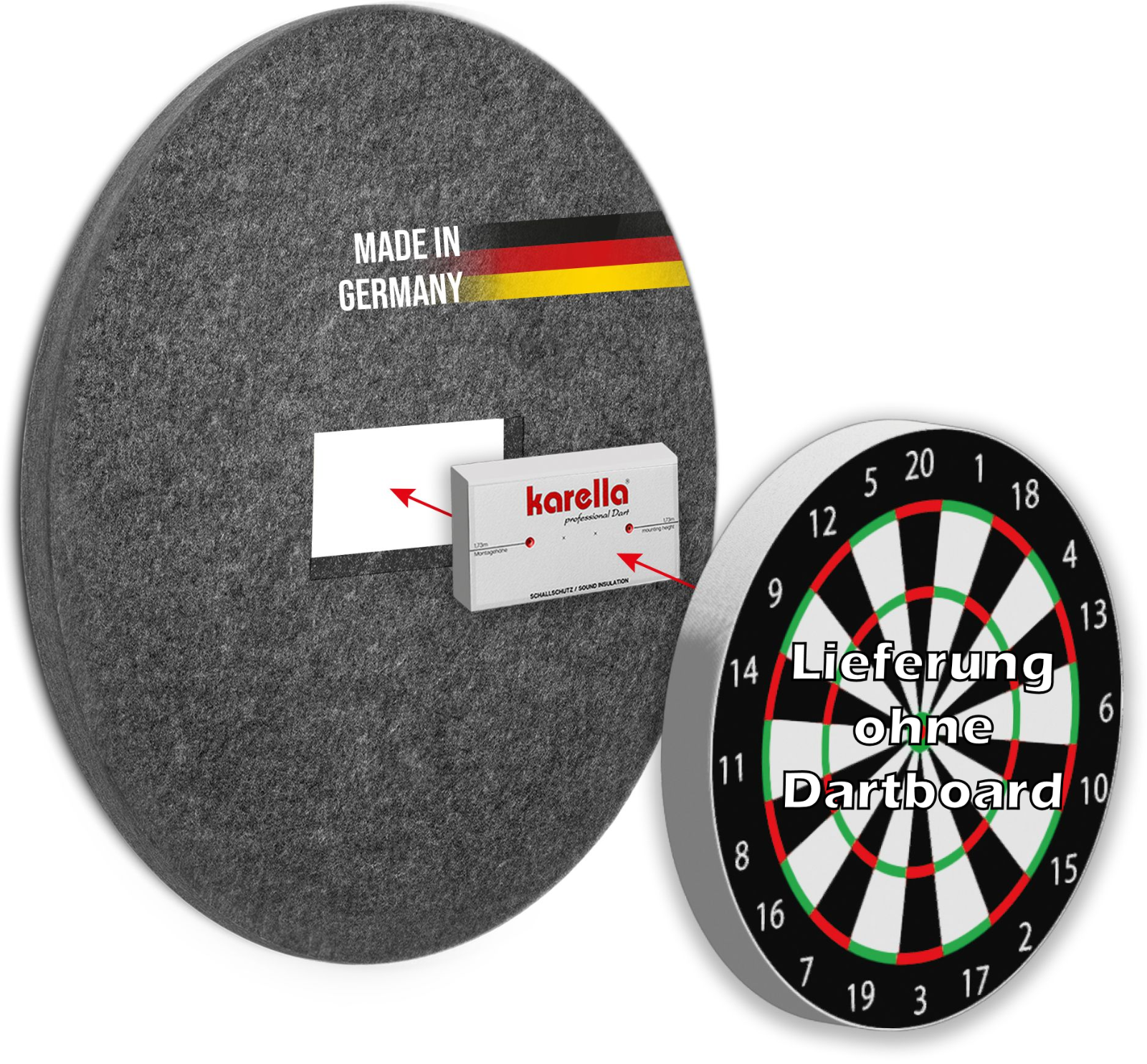 Karella - Schallschutz für Steeldartboards - mit integriertem Surround/Auffangri - Bild 4