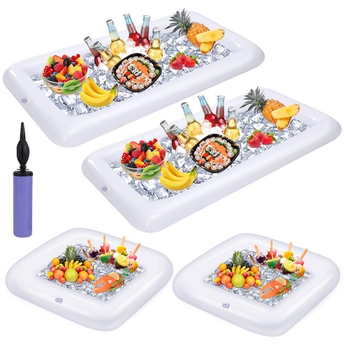 4 Pack Inflatable Ice Serving Bar Pool Party Buffet Drink Cooler Floating Ice...