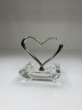 Pandora Crystal Silver Open Heart Charm Ring Holder Jewelry Stand Etched E6-39