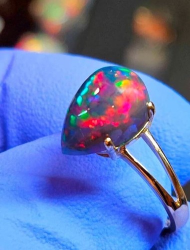 Anillo de ópalo negro genuino pera 925 plata esterlina anillos de ópalo... - Imagen 10 de 10