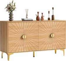 55.1" Wood Sideboard,Modern Buffet Cabinet with Storage,Gold Sunligh