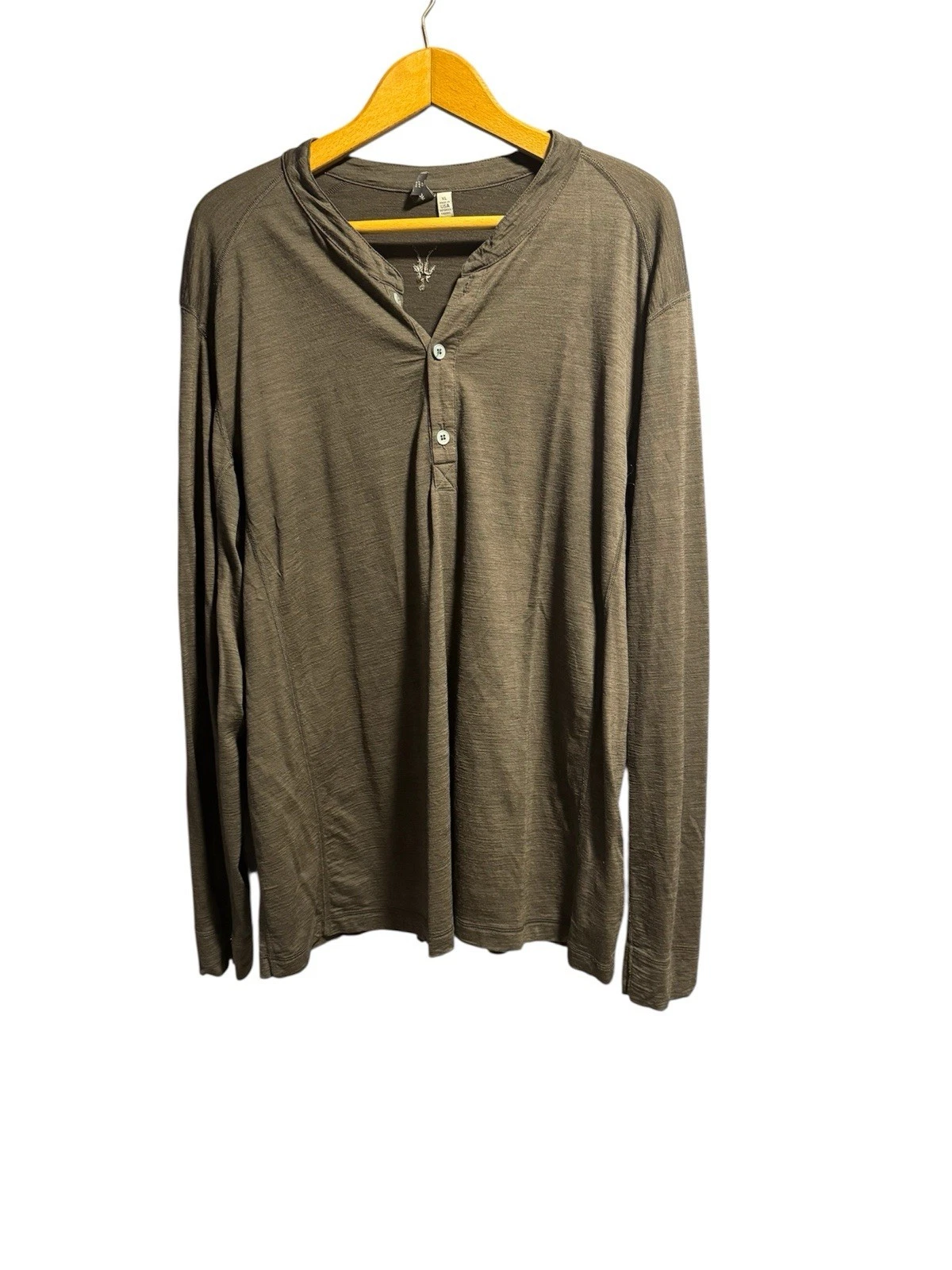 IBEX Merino Wool Henley Shirt Men's XLarge Brown Base Layer