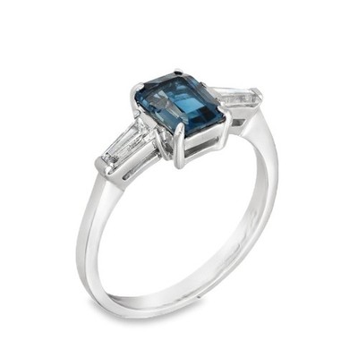 Trilogiering 9 kt Weißgold Blautopas & Zirkonia - 7 mm