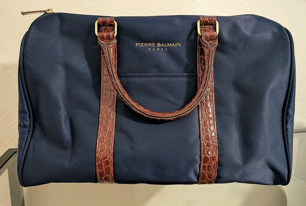 Vintage Pierre Balmain Large Navy Boston Duffle Excellent