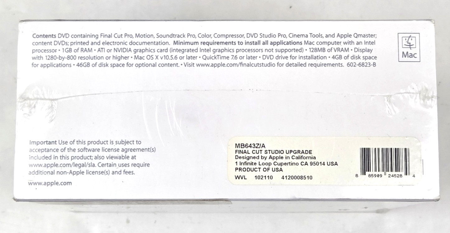 Apple MB643Z/A HD Audio Video Editing Final Cut Studio 3 Upgrade - Box Set