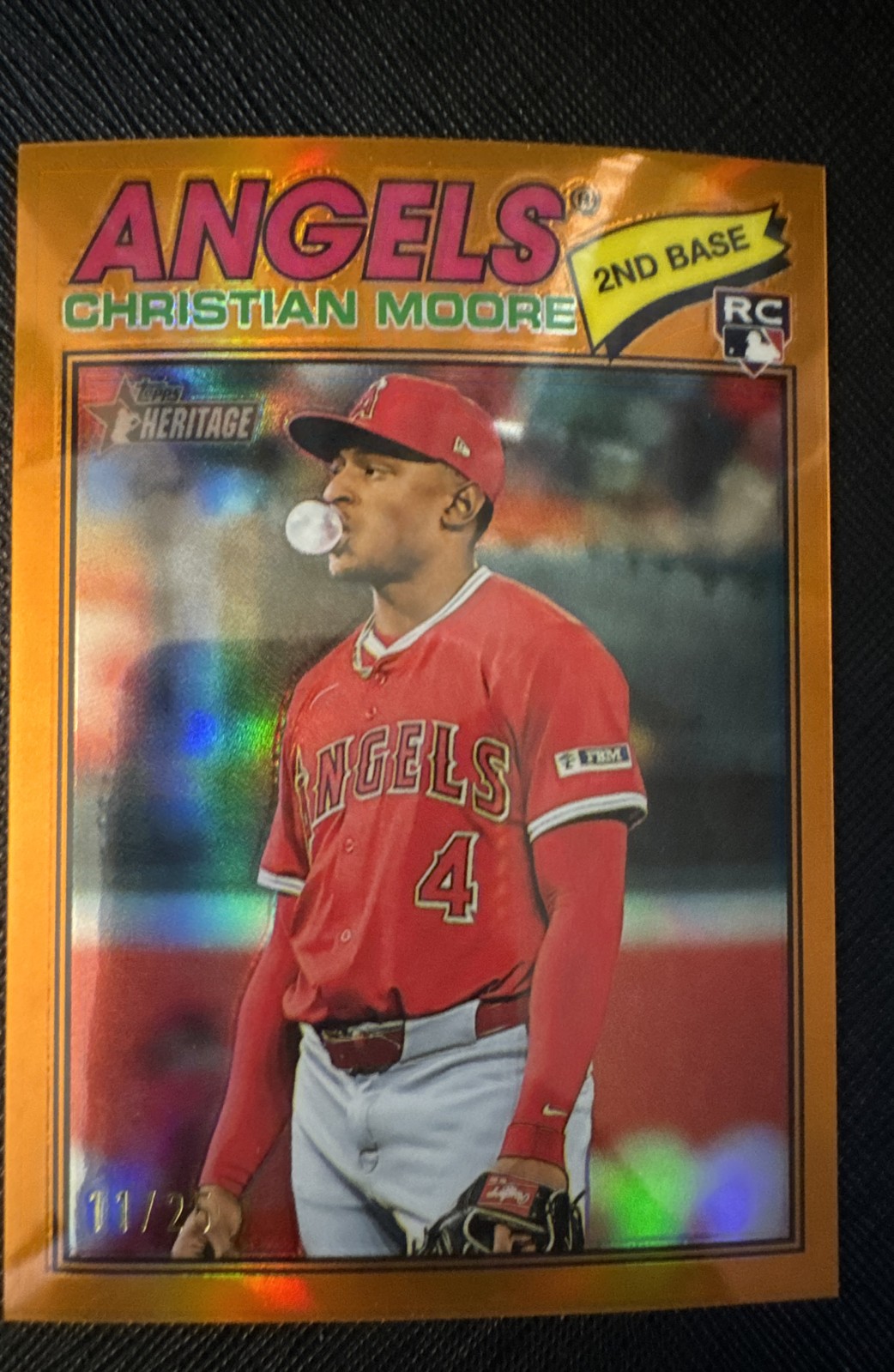 2026 Topps Heritage - Christian Moore #249 Chrome Orange Refractor /25 (RC)